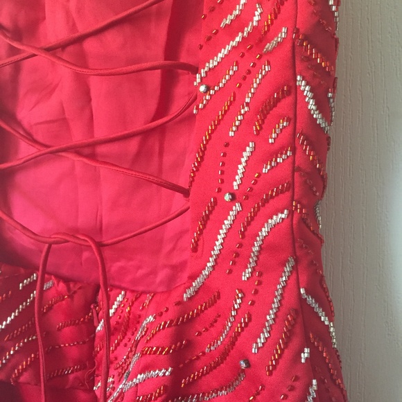 Red Ball Gown- Fit & Flare - Picture 3 of 8